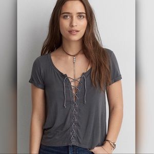 American Eagle Lace Up Top